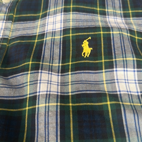 Ralph Lauren Golf Green Plaid Button Down Long Sleeve Shirt Excellent Used Cond - Picture 2 of 3